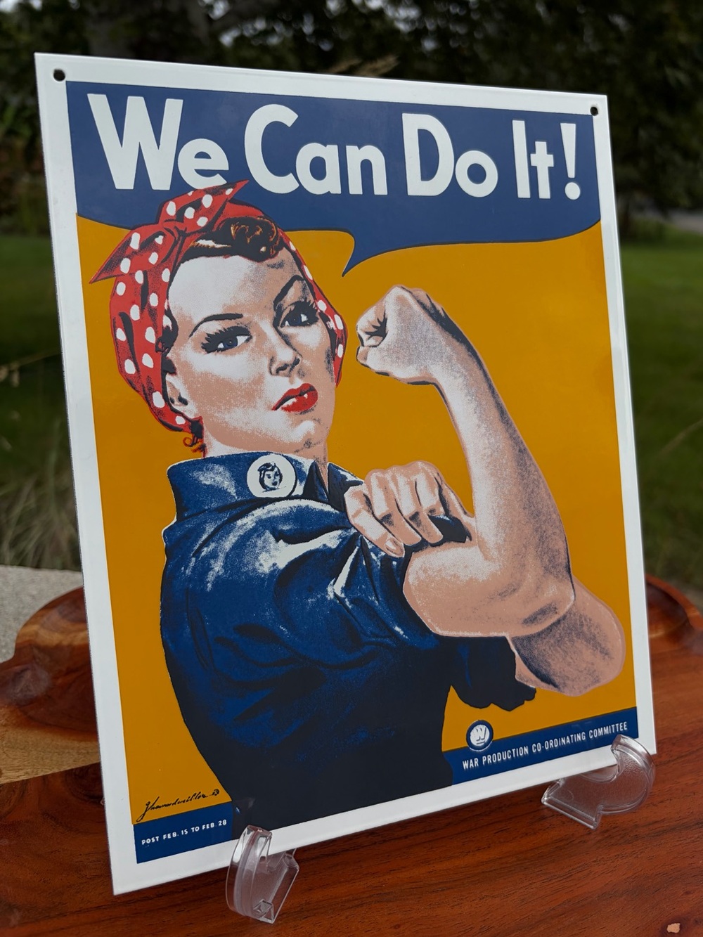 Rosie The Riveter Ande Rooney Vintage Porcelain Sign Like New